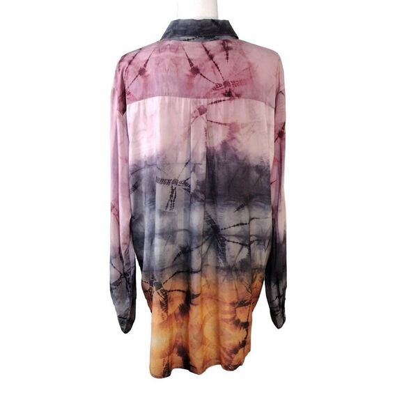 Johnny Was Calme Oversized Tie Dye Button Front Long Sleeve Shirt M - Picture 3 of 5
